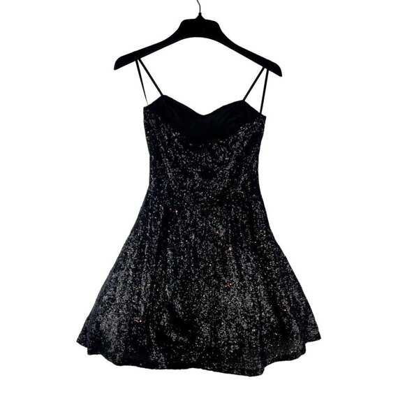 Windsor Dresses & Skirts - Black Sequin Sparkle Mini Cocktail Dress 7/8 Windsor Skater Spaghetti Straps